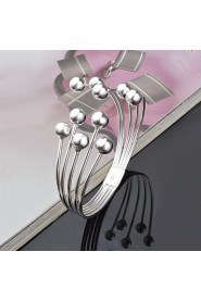 Fashion Sterling Silver Plated Beading Bangle Women's Bracelet