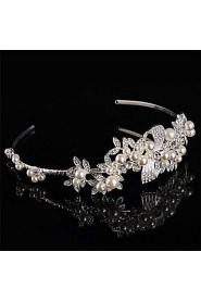 Women Pearl/Sterling Silver/Rhinestone Headbands With Wedding/Party Headpiece