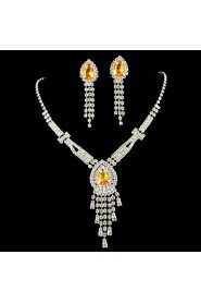 Wedding Bridal Bridesmaid Crystal Necklace Earrings Jewelry Set