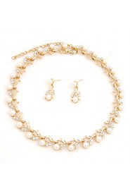 Fashion Women Costume Party Gold Plated Imitation Pearl Jewelry Sets