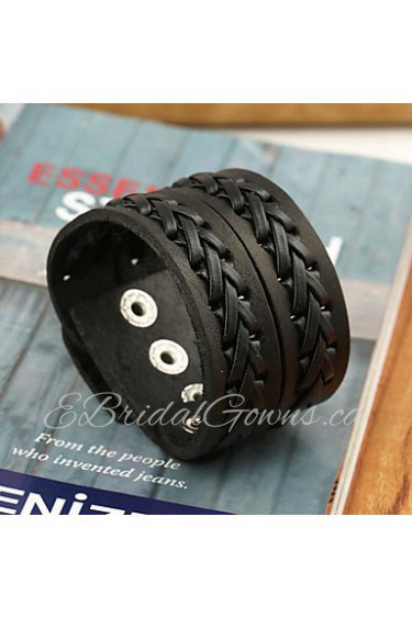 Punk Style Circle Genuine Leather Hot Sales Bracelet(Brown,Black)(1Pc)