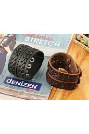 Punk Style Circle Genuine Leather Hot Sales Bracelet(Brown,Black)(1Pc)