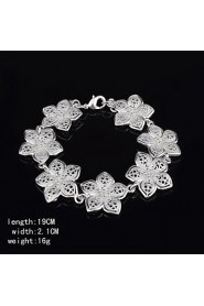 Fashion Sterling Silver Flower Dangle Women's Bracelet