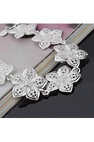 Fashion Sterling Silver Flower Dangle Women's Bracelet