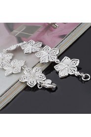 Fashion Sterling Silver Flower Dangle Women's Bracelet