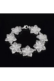 Fashion Sterling Silver Flower Dangle Women's Bracelet