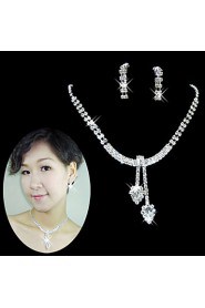 Wedding Bridal Bridesmaid Crystal Necklace Earrings Jewelry Set