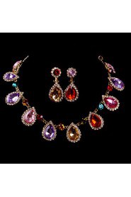 Ladies'/Women's Alloy Wedding/Party Jewelry Set With Multi-stone