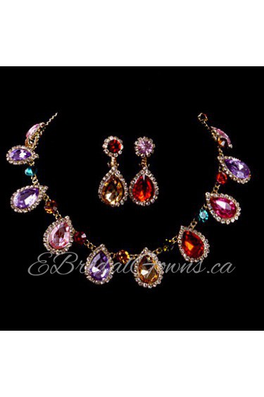 Ladies'/Women's Alloy Wedding/Party Jewelry Set With Multi-stone