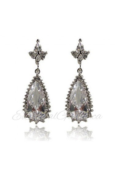 Platinum Plated Cubic Zirconia Earrings