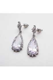 Platinum Plated Cubic Zirconia Earrings