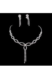 Wedding Bridal Bridesmaid Crystal Necklace Earrings Jewelry Set