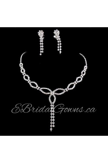 Wedding Bridal Bridesmaid Crystal Necklace Earrings Jewelry Set