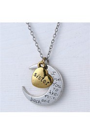 Alloy Heart and Moon Sister I Love You to the Moon and Back Necklace