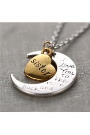 Alloy Heart and Moon Sister I Love You to the Moon and Back Necklace