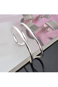 Fashion Sterling Silver Plated Wave Bangle Women's Bracelet