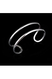 Fashion Sterling Silver Plated Wave Bangle Women's Bracelet