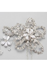 Women's / Flower Girl's Rhinestone / Alloy / Imitation Pearl Headpiece-Wedding / Special Occasion Hair Pin 1 Piece White Round