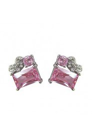 Fabulous Purple Platinum Plated With Irregular Shape Cubic Zirconia Earrings