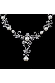 Elegant Design Alloy With Rhinestone And Pearls Wedding/Special Occaision / Party Jewelry Set.