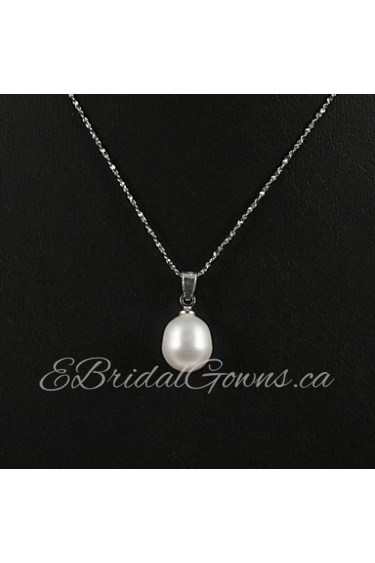 14k White Gold White 10.5 -11mm Freshwater Pearl Pendant With Necklace