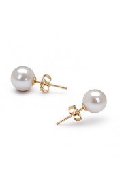 14k Gold White 6.5-7mm AAFreshwater Pearl Earring