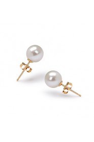 14k Gold White 6.5-7mm AAFreshwater Pearl Earring