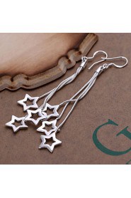 Fashion Star Shape Copper Silver Plated Earrings(Silver)(1Pr)