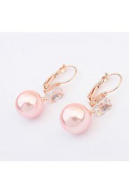 Women's European Style Fashion Square Zircon Imitation Pearl Drop Earrings