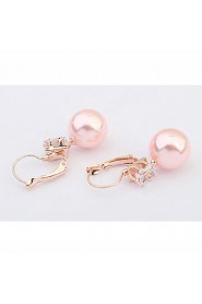 Women's European Style Fashion Square Zircon Imitation Pearl Drop Earrings