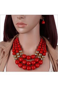 Multilayer Acrylic Resin Necklace Earrings Set