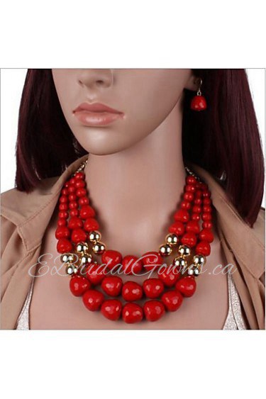 Multilayer Acrylic Resin Necklace Earrings Set