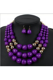 Multilayer Acrylic Resin Necklace Earrings Set