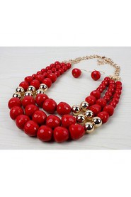 Multilayer Acrylic Resin Necklace Earrings Set