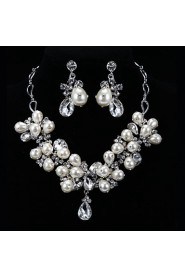 Flower style Women's Cubic Zirconia/Alloy/Imitation Pearl Wedding/Party Jewelry Set With