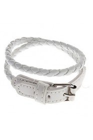 Long Braided Leather Bracelet(White)