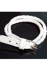 Long Braided Leather Bracelet(White)