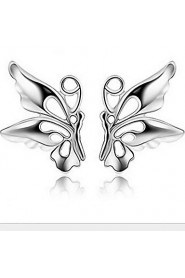 Women's Silver Butterfly Stud Earrings