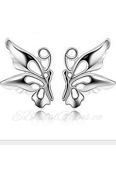 Women's Silver Butterfly Stud Earrings