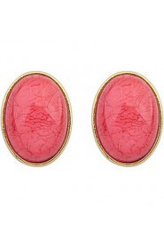 Women's Fine Fashion Simple Sweet Luxury Oval Stud Earrings With Rhinestone