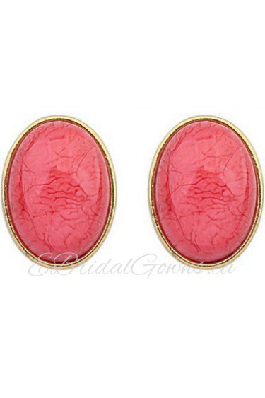 Women's Fine Fashion Simple Sweet Luxury Oval Stud Earrings With Rhinestone