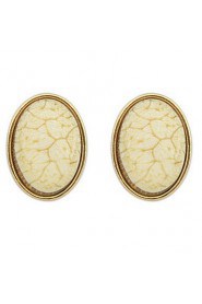 Women's Fine Fashion Simple Sweet Luxury Oval Stud Earrings With Rhinestone