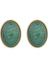 Women's Fine Fashion Simple Sweet Luxury Oval Stud Earrings With Rhinestone