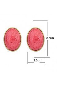 Women's Fine Fashion Simple Sweet Luxury Oval Stud Earrings With Rhinestone