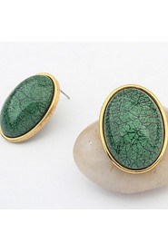 Women's Fine Fashion Simple Sweet Luxury Oval Stud Earrings With Rhinestone