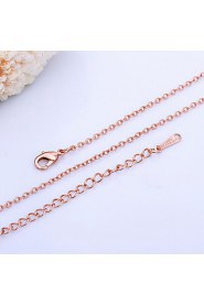 Fashion Rolo Shape Rose Gold Plated Alloy Thin Chain Necklace(Gold,Rose Gold,White Gold)(1Pc)