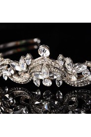 Bridal Crown Silver Tiara Queen Flower Leaf Butterfly Crystal/Diamond Leaf Hairclips Headpiece Wedding/Party