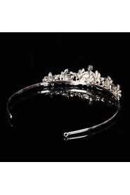 Bridal Crown Silver Tiara Queen Flower Leaf Butterfly Crystal/Diamond Leaf Hairclips Headpiece Wedding/Party