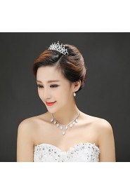 Women's Alloy Headpiece - Wedding/Special Occasion Tiaras 3 Pieces Including Tiara Earrings Necklace