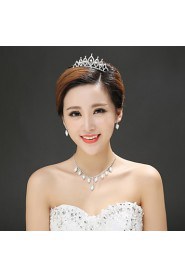 Women's Alloy Headpiece - Wedding/Special Occasion Tiaras 3 Pieces Including Tiara Earrings Necklace